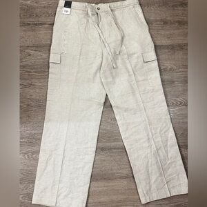 Womens Claiborne Casual Linen Pants - Cream